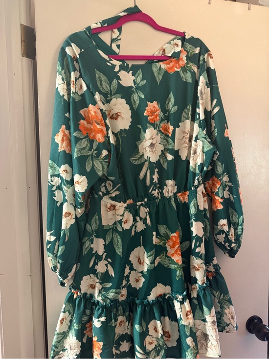 Baltic Born Dresses & Skirts - Baltic Born Green Floral Mini Dress with Orange & White Blooms